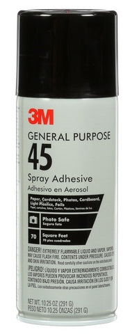 3M 45 General Purpose Spray Adhesive, 10.25 oz. Synthetic Polymer, Indoor/Outdoor