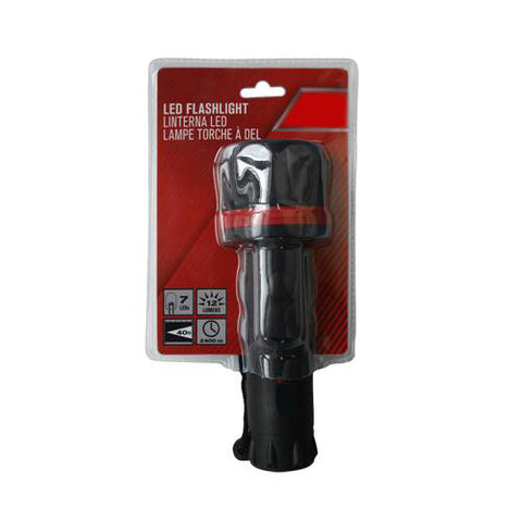 7 LED Flashlight, 12 Lumens, 40 Mtrs, Rubber Handle, Black