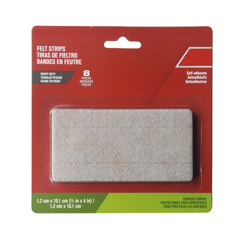 Felt Strip, 0.5' x 4', Pack of 8, Beige