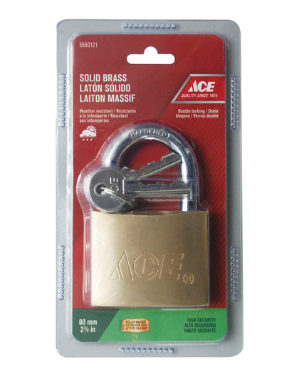 High Security Padlock, 60mm, Solid Brass
