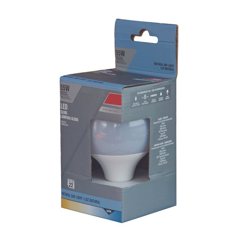 LED Bulb, 7W, 550 Lumens, G95, E26, Natural Day Light, FrostedClear
