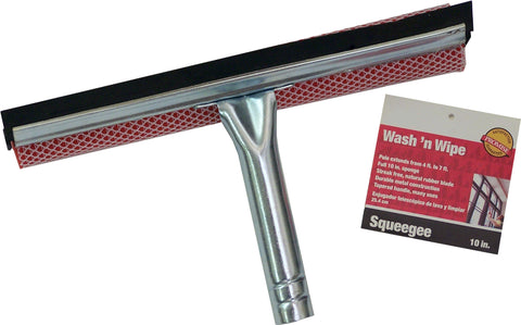 Wash'n Wipe 10'' Squeegee and Sponge, Zinc Plated Steel Handle