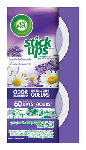 Air Wick Stick Ups Air Freshener, 2.1 oz. Pack of 2, Lavender & Chamomile Scent, Solid