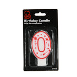 Chef Craft Numeral Birthday Candle, Number 0, 2.75'', White/Red Outline