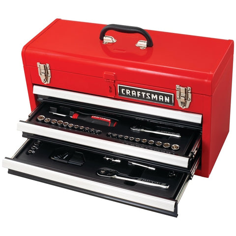 Craftsman 104-Pcs Mechanic Tool Set, Metric and SAE, 1/4" and 3/8" Drive, Polished Chrome