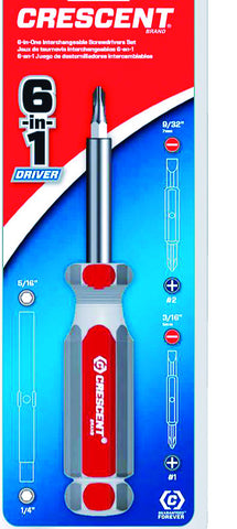 Crescent Screwdriver, 6"L, Alloy Steel, Red