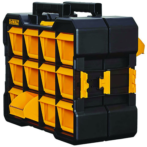 DeWalt Flip Bin Storage Organizer 12 pocket, 17.2"L x 4.2"W x 13.5"H, Plastic, Yellow