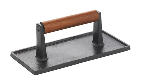 GrillMark Grill Press, 8.75'' x 4.5'', Cast Iron, Wood Handle