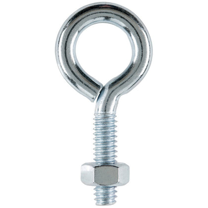 Hampton Eye Bolt with Nut, 1/4'' x 2'', 125 lb. Steel, Zinc Plated