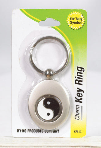 Hy-Ko 2GO Charm Key Ring, Ying & Yang, Metal, Black/Silver