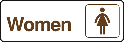 Hy-Ko 'Women' Bathroom Sign, 3' x 9', Plexiglass, Brown/White