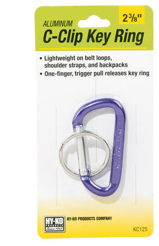 Hy-ko 2GO C-Clip Key Ring, Aluminum, Assorted Colors