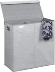 InterDesign Aldo Folding Laundry Hamper with Lid, 2 bins, Gray