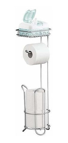 InterDesign Classico Roll Stand Plus with Shelf, Steel, Chrome