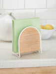 InterDesign RealWood Tabletop Napkin Holder, White/Light Wood Finish
