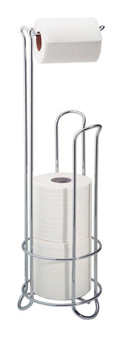 InterDesign Toilet Paper Holder, 6.5'' W x 23.75'' H x 6.5'' L, Steel, Silver