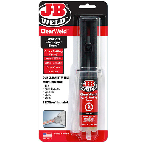 J-B Weld Clear Weld Bond Syringes, 0.47oz., Epoxy, Clear, High Strength Liquid