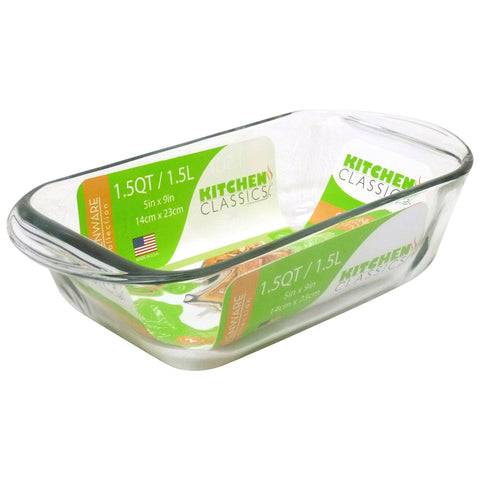 Kitchen Classics Baking Dish, 1.5 Quarts, 5'' x 9'', Clear Glass