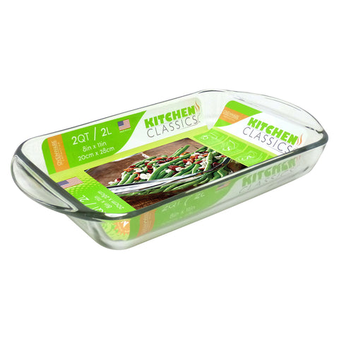 Kitchen Classics Baking Dish, 2 Quarts, 8'' x 11'', Clear Glass
