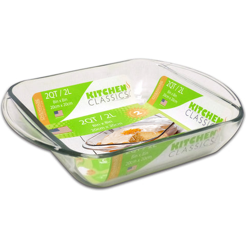 Kitchen Classics Ovenware Baking Dish, 2 Quarts, 8'' x 8'', Clear Glass