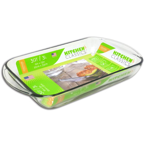 Kitchen Classics Ovenware Baking Dish, 3 Quarts, 9'' x 13'', Clear Glass