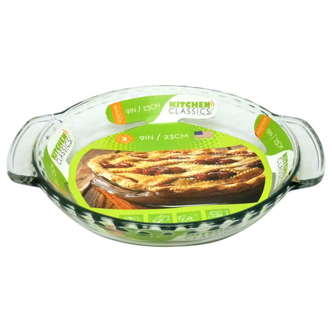 Kitchen Classics Pie Plate, Round, 9'' Dia, Clear Glass