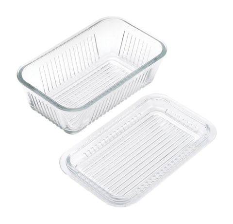 Lifetime Butter Dish, 4''W x 6.5''L x 2.3''H, Glass, Clear
