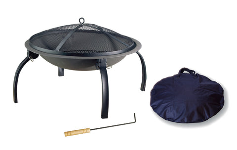 Living Accents Fire Pit Portable Wood, 17.7'' x 34'' x 34'', Steel, Black