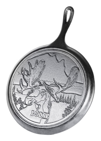 Lodge Wildlife Series-Bull Moose Griddle, 10.5''.Dia, Cast Iron, Black