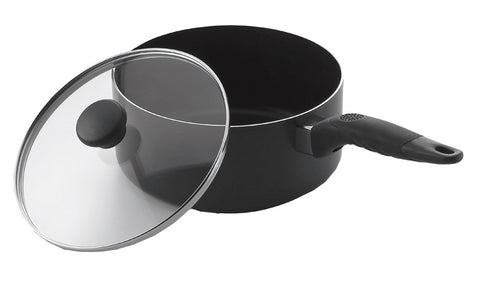 Mirro Get-A-Grip Saucepan with Cover, 3 Quarts, Non-Stick, Aluminum, Black