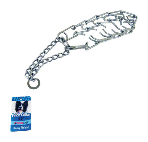 PDQ Dog Pinch Collar Medium/Large, 3.5 in W x 16 in L, Chain, 1 pk, Silver