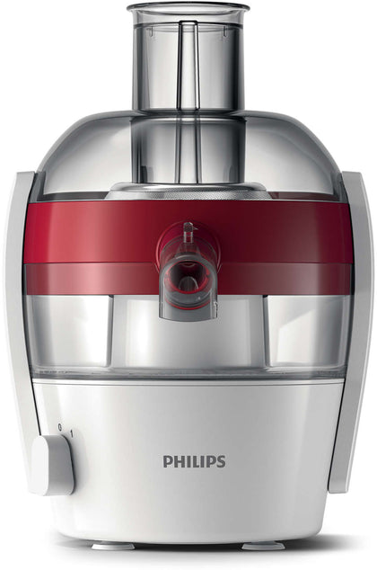 Philips Viva Collection Juicer, 1.5 Ltrs, 500W, PP Plastic, White/Red