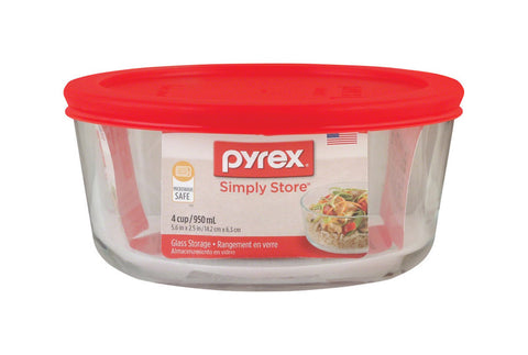 Pyrex Food Storage Container, 2.75''Hx6''W, Glass''Plastic, Clear