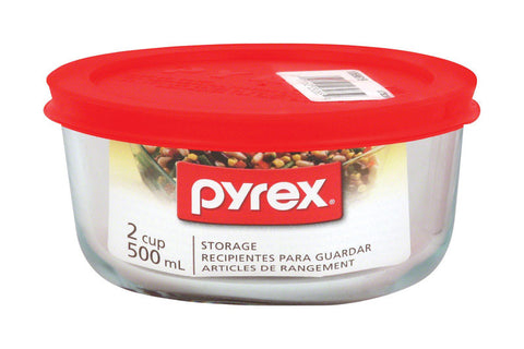 Pyrex Food Storage Container, 4.75''L x 2.25''H, 4.75''W, Glass/Plastic, Clear