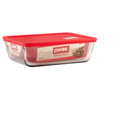 Pyrex Food Storage Container, 7.25''Wx9''Lx2.5''H, Glass/Plastic, Clear