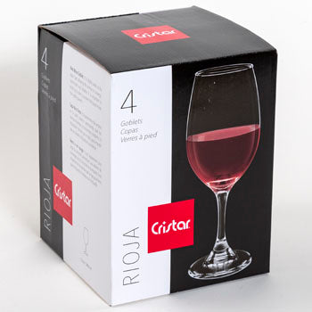 Rioja Cristar Red Wine Stem Drinkware, 13 oz., Set of 4, Clear, Litho