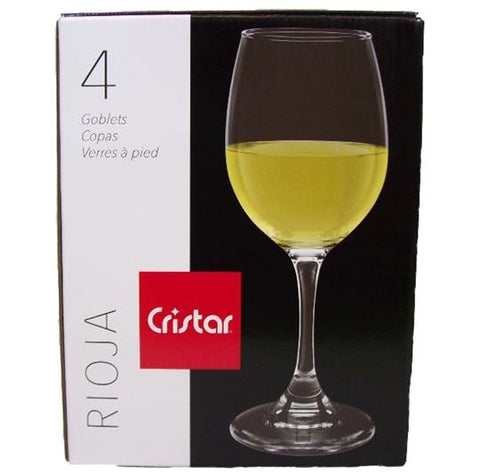 Rioja Cristar White Wine Stem Drinkware, 10.5oz., Set of 4, Clear, Litho