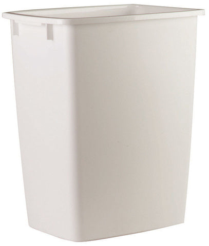 Rubbermaid Wastebasket 9 Gal. 10.8''W x 14.6''D x 18''H, Plastic, White, Open Top