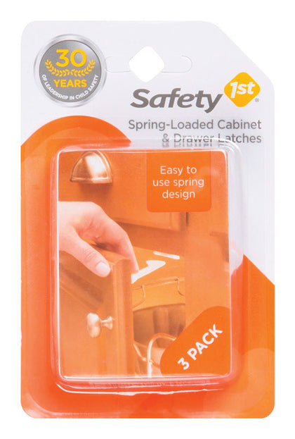 Safety 1st Spring-Loaded Cabinet & Drawer Latches, Plastic, Pack of 3, White