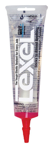 Sashco Lexel Elastic Sealant, 5 oz. Waterproof, Mildew Resistant, Paintable, Clear