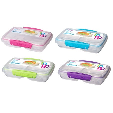 Sistema Food Container, 350 Ml, Split Compartments, BPA Free, Assorted Colors