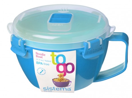 Sistema To Go Noodle Bowl, 940 ML, BPA Free, Microwave Safe, Light Blue/Clear
