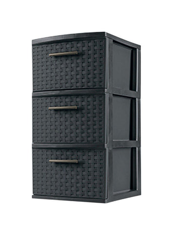 Sterilite 3 Drawer Storage Tower, Weave, D; 38.1 cm x W; 32.1 cm x H; 61 cm
