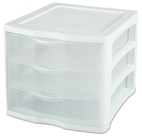Sterilite Drawer Organizer, 9.625''H x 11''W x 13.5''D, Polypropylene, White, Stackable.