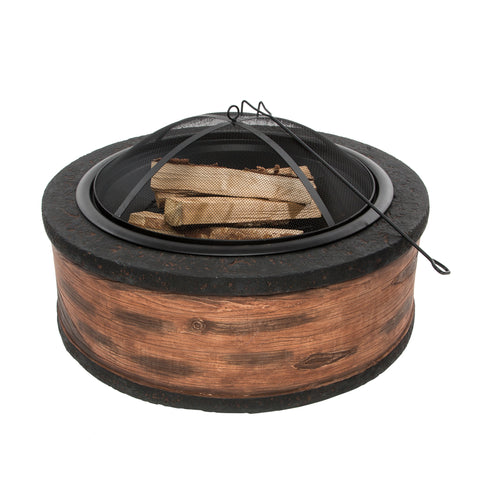 Sun Joe Rustic Wood Fire Pit, 20.5'' H x 35'' W x 35'' D, Cast Iron