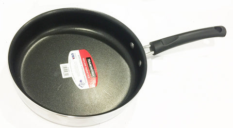 Tramontina Non-Stick Saute Pan, 10'' Dia, Aluminum Alloy, Black/Silver