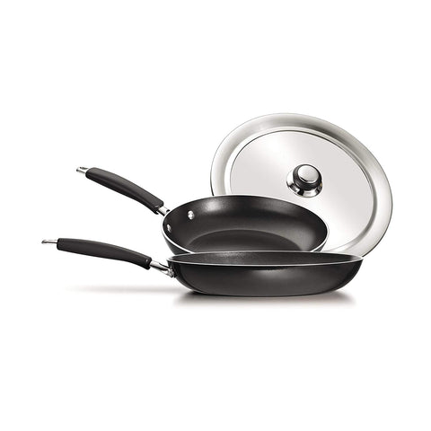 Tramontina Simple Cooking Porcelain Enamel Aluminum Nonstick Saute Set, 10-Inch, 12-Inch & Universal