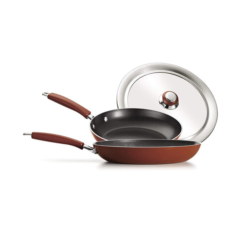 Tramontina Simple Cooking Porcelain Enamel Aluminum Nonstick Saute Set, 10-Inch , 12-Inch & Universal