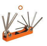 Truper 9-in-1 Folding Hex Key Set, Metric, Sizes: 1.3 mm, 1.5 mm, 2 mm, 2.5 mm, 2.5 mm, 3 mm, 4 mm,