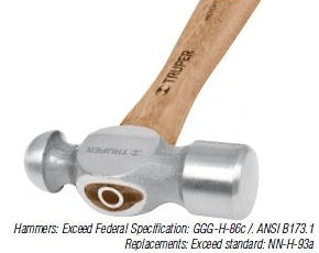 Truper, 4 oz Ball Pein Hammer, 10' Hickory Handle